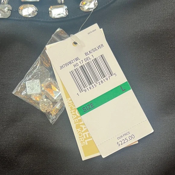 NWT - Michael Kors - Chic Black Sleeveless Dress with Jewel Accents - Picture 4 of 11